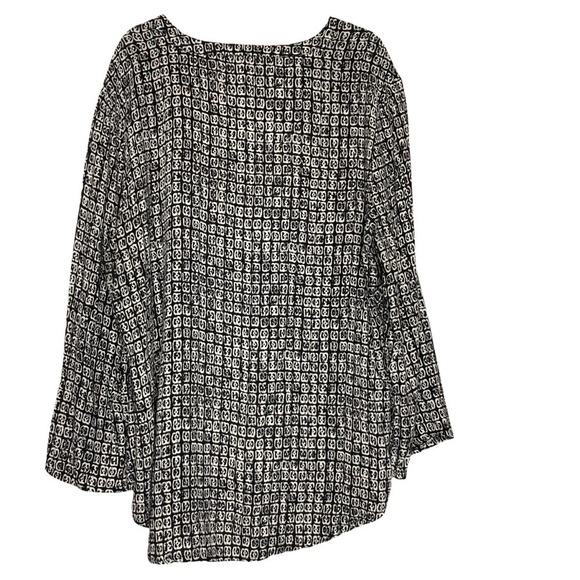 GIORGIO Sant’Angelo - Black & White V-Neck Long Sleeve Top - Size Large - Picture 7 of 7